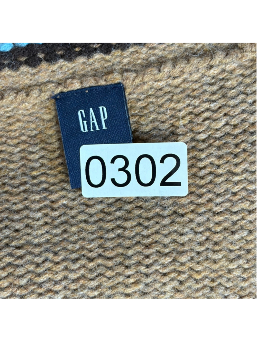 GAP Brown Fair Isle Lambswool Cardigan Women’s Large Button Front V-Neck Pockets - Picture 12 of 12